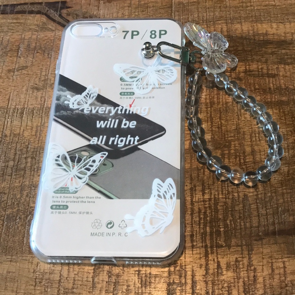 Phone case for IPhone 7P/8P, clear case with a wristlet